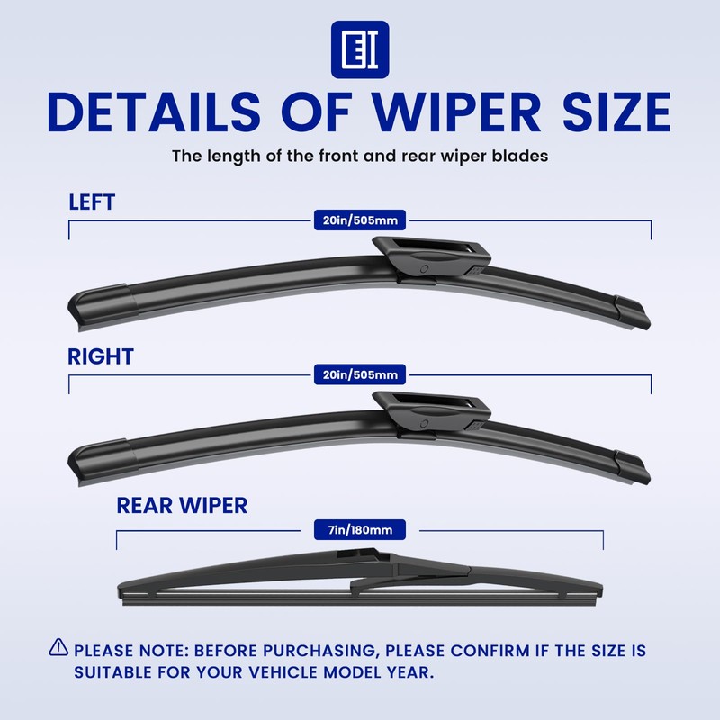 EMITHSUN® Windshield Wipers Replacement for Smart Fortwo 2-Door 2018 2017