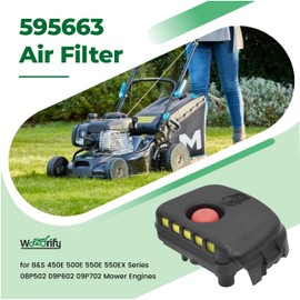 Wondrify 595663 Air Filter Base 595660 Air Cleaner Cover with 799579 Air Cleaner Foam Filter for B&S 450E 500E 550E 550EX Series 08P502 09P602 09P702 Mower Engines