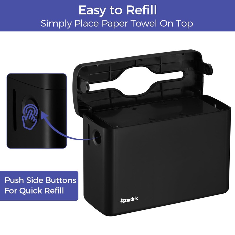 Stardrix Countertop Paper Towel Dispenser, Black Hand Towel Holder for