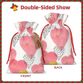 gold red print Drawstring Gifts Bag for Wedding Party Birthday Unique Present Bag Reusable Canvas Bag,1 Piece Small