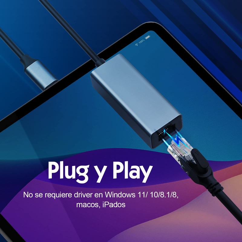 HEEDU Adaptador USB C a Ethernet, RJ45 a Tipo C