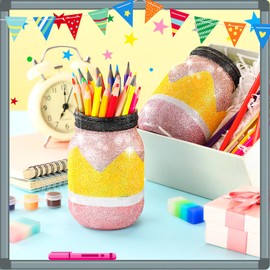 Funnymoom 2 Pcs Christmas Teacher Appreciation Gift Mason Jar 17 Oz Christmas DIY Pencil Holder Teacher Desk Organizer for XmasTeacher School Table Decoration(Cute)