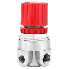 Válvula reguladora de Aire, válvula de Acero de Alta precisión 3 Orificios / 4 Orificios Control regulador de presión Accesorios para compresor de Aire(Rojo)