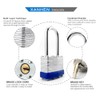 XanHen Laminated Steel Padlocks, 24 Pack, Blue, Keyed Alike, Long