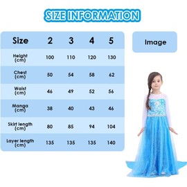 AUTOWT Niñas Vestido de Princesa, Princesa de Cuento Pelo Largo Faldas Elsa Anna Jasmine de Cosplay, Bonita Falda con Dobladillo Brillante, Atractivo Vestido para Fiestas de Cumpleaños Niñas Pequeñas