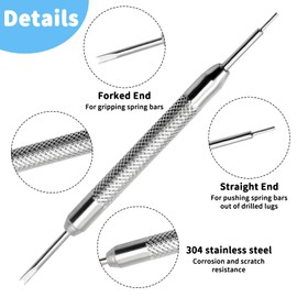 KIPTVO Watch Spring bar Tool, Watch Strap Removal Tool, Watch Bracelet pin Removal Tool, Double Ended Design - Fork and Straight End, for Watch Strap Spring Bar and Pin Removing Watch Straps
