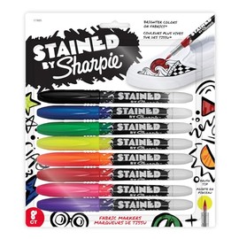 Sharpie Stained Permanent Fabric Marker, Assorted, 8-Pack (SAN1779005)