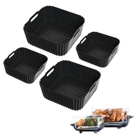 Silicone Liners for Ninja Crispi FN101GY Air Fryer, 4 Pcs Reusable Air Fryer Pot Oven Liners, 2 Big Liners for 4 QT Container & 2 Small Liners for 6 Cups Container