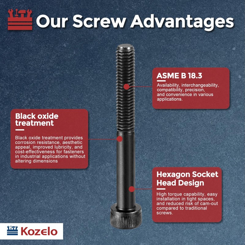 Kozelo 10 Pcs Hex Socket Screw M5 x 60mm Alloy