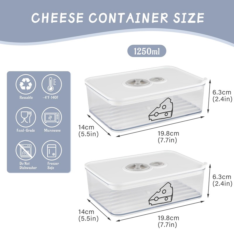 Yomjarl 2 Pcs Cheese Container for Refrigerator,Cream Cheeses Storage Box,Cheese