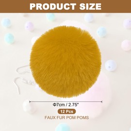 PATIKIL 12pcs Faux Fur Pom Pom Poms for Hats Plush Soft Fur Pom Pom Ball Keychain Knitted Hat DIY Scarf Gloves Bag for Christmas Ginger Yellow
