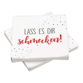20 Napkins 'Lass es dir schmecken!' 33 x 33 cm (Red/Taupe)