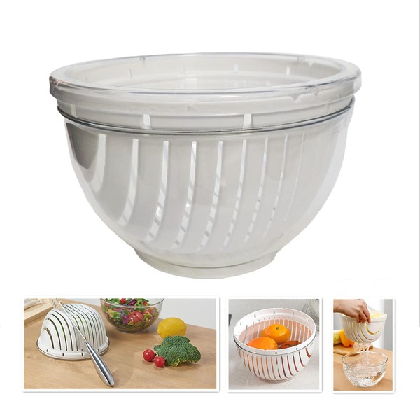 Easy Fruit Vegetable Salad Cutter Bowl, Fantes Multi-Function Kitchen Colander