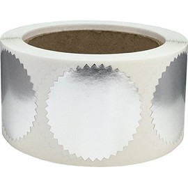 Metallic Silver Seal Labels, 51 mm 2 Inch Shiny Certificate Stickers 500 Pack