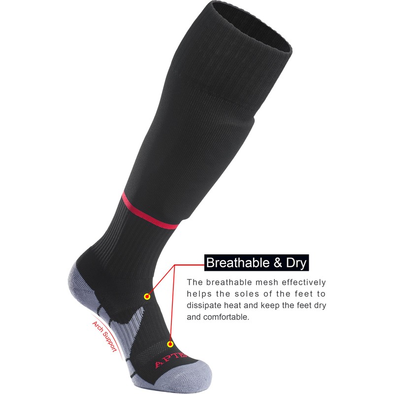 APTESOL Youth Soccer Socks Knee High Team Sport Cushion Sock