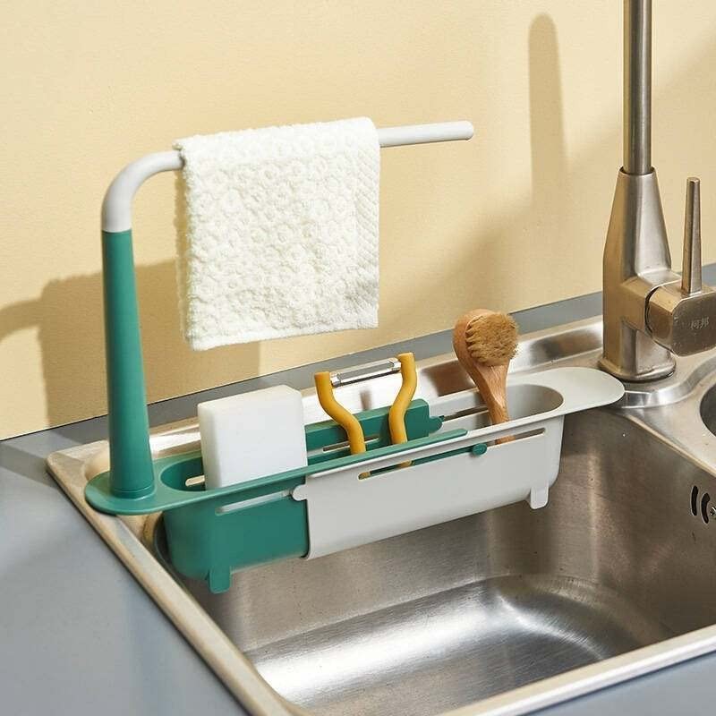 Adjustable and Easy to Use Telescopic Sink Sponge Soap Storage