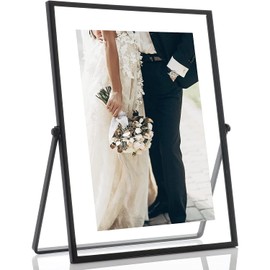 Lawrence Frames Metal Easel Float Picture Frame, 5x7, Black