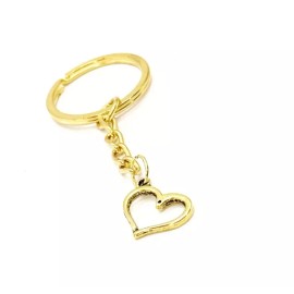 JKCE Designs Heart Charm Goldtone Keychain, Love Gift, Small Heart Charm, Gift For Her