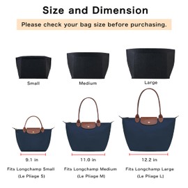 ATSEKTZ Purse Organizer Insert for Longchamp Le Pliage Tote Bag, Lightweight Felt Handbag Organizer with Cup Holder and Zipper Pocket, Compact Storage Insert for Totes and Handbags BLACK-S