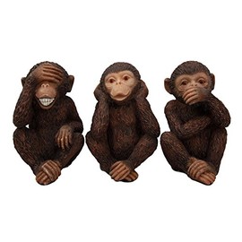 Wise Monkeys See Hear Speak No Evil Ape Chimpanzees Collectible Figurine Miniature Set