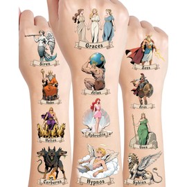 YanZonic 150Pcs Greek Mythology Temporary Tattoos - Greek Mythology Decor & Ancient Greece Decorations - Greek Mythology Party Decorations - Hypoallergenic Temporary Tattoos for Kids