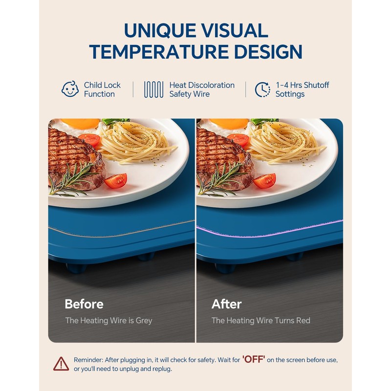 Taseven Food Warming Mat, Silicone Heating Tray with 7 Temperature