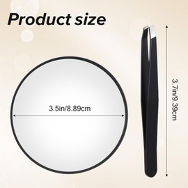 ElevateTech 30X Magnifying Mirror with Suction Cups 3.5 Inch Magnified Makeup Mirror Round Shower Mirrors Stainless Steel Tweezer for Makeup Eyebrows Beards Travel (Black)