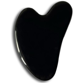Gua Sha Black Obsidian Stone - Massager for Face, Eyes, Neck and Body - 1 Heart Shaped Stone