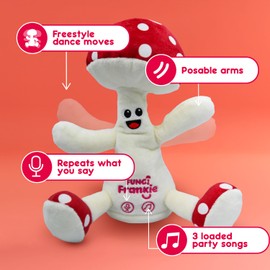 FUNGI Frankie Interactive Plush Toy with Sounds, Repeat What You Say Talking Toys, Musical Dancing Plushie Mushroom, Early Development Activity Toy, Gift for Kids Toys for Ages 3+