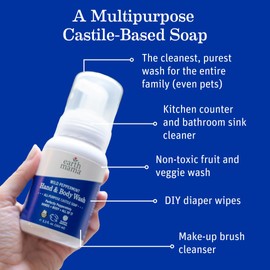 Earth Mama Wild Peppermint Hand & Body Wash | Foaming Castile Soap Liquid and Hand Soap, Made with Organic Wild Mint & Peppermint Oil, 5.3 fl oz