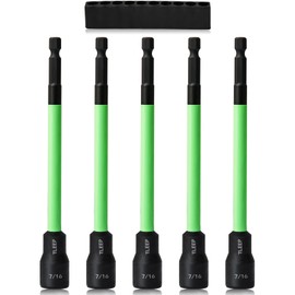 TLEEP 150MM 7/16" Magnetic Power Nut Driver Set for Impact Drill, 1/4" Hex Head Drill Bit Set SAE Screwdriver Socket Set, Chrome Vanadium Steel Quick Change Chuck Socket Wrench Nut Setters