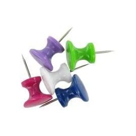 25 Giant Push Pins - Green, White, Yellow, Blue, Red Jumbo Tacks with Plastic Heads & Steel Points for Cork Board and Thick Papers