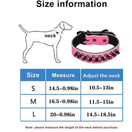 Bbmmayy Spiked Studded Dog Collar, Soft Genuine Leather Dog Collar, Adjustable Dog Collars for Small Medium Large Dogs Breeds Pit Bull (L fit Neck 14.5-18.5", Black1)