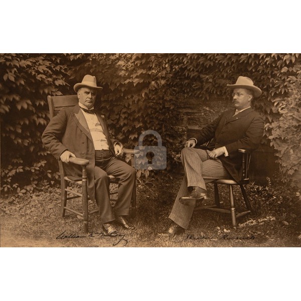 Theodore Roosevelt & William Mckinley 1900 Campaign Signed RPPC Postcard