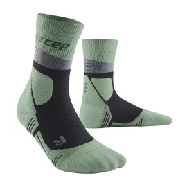 CEP - HIKING MAX CUSHION COMPRESSION MERINO MID CUT SOCKS for Men Ankle Length Hiking Socks with Compression Trekking Socks for Optimal Foot Safety and Optimally Placed Padding, Grey/mint