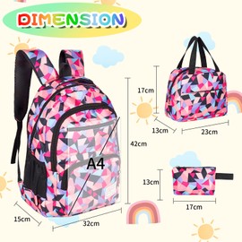 Sciphylia School Backpack Girls Kids School Bag Teenager Backpack Waterproof Lightweight School Bag Set with Lunch Bag & Pencil Case for Girls Boys School Leisure, purple, School