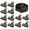 24 Pack Vintage Bulldog Clips with Black Leather Tray, Antique