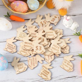CypherX Kids Reward Tokens, Unique Birthday Wooden Tokens for Kids, Family Game Night Tokens, Treasure Hunt Prizes Coins, 24 Redeemable Tokens + 3 Blank DIY Tokens, Bunny