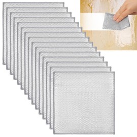 15Pcs New Upgrade Triple-Layer Non Scratch Wire Dishcloth Multipurpose Wire Dishwashing Rag for Wet and Dry Silver Mesh Dish Cloths Rust Removal Cleaning Cloth Kitchen for Cookware Sinks Stove Tops