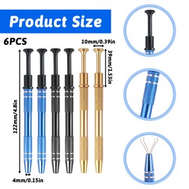 Qianyu 6 Pack 4 Prongs Jeweler's Pick up Tool Stainless Steel Ic Chip Pick Piercing Ball Grabber Tool Holder Set Small Parts Pearl Grabber for Tiny Objects Electronic Components Nails Clamping Gem