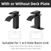 Ryuwanku Bathroom Faucet Matte Black Modern Waterfall Bathroom Sink Faucet