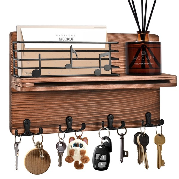 Herboom Key Rack with Shelf, Key Holder with Decoration, with