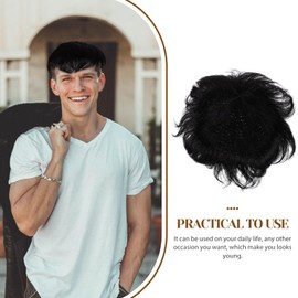 FOMIYES Wig Lifelike Male Overhead Replacement Block Hair Invisible Seamless Bald Patch Hair 16x18cm