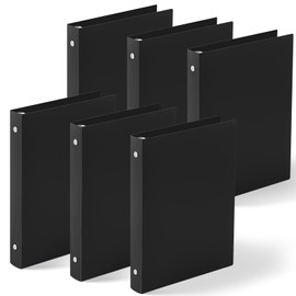 Henoyso 6 Pcs 1 Inch Mini 3 Ring Binders Fits 5.5 x 8.5 Paper, Holds(Capacity 200 Sheets), Plastic Flexible Three Round Rings Small Black A5 Binders Bulk for School, Office Use, Photo Album