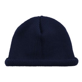 HANSEHELD Rolled Edge Virgin Wool Knitted Hat Short | Roll Edge | Flat | Wool Hat | 100% Virgin Wool | Sailor Hat | Made in Germany, navy