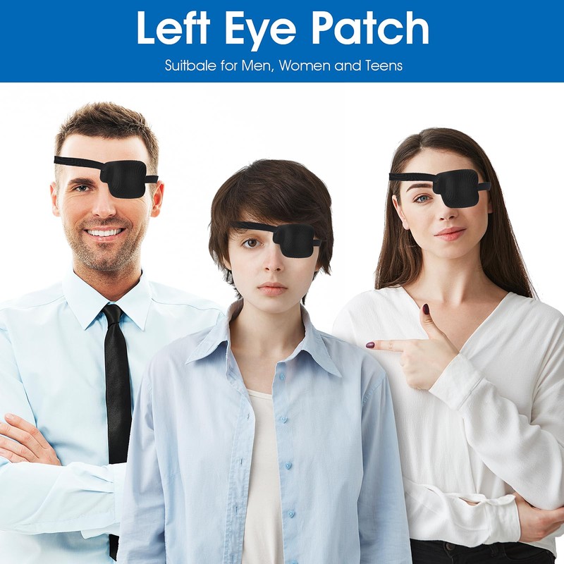 2Pcs Left Eye Patches for Adults,3D Adjustable Eyepatchs for Left