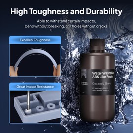 ELEGOO Water Washable ABS-Like 3D Printer Resin Ceramic Grey 1000g, High Performance, Durable, Low Odor, 3D Resin for 405nm MSLA LCD DLP Resin 3D Printers