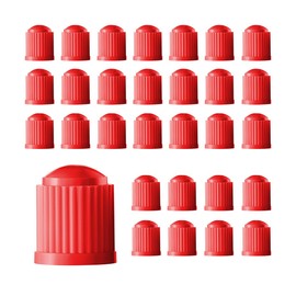 LKAHG 30PCS Car Tire Valve Stem Caps, Plastic Automotive Tyre Wheel Valve Caps Dust Cover, Vehicle Tire Stem Covers with Seal Ring, Universal Tyre Valve Dust Cover for Sedan, Bike, SUV (Red)