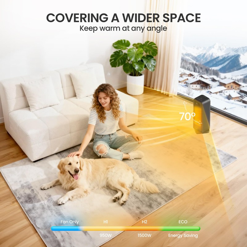 FLANUR Space Heater for Bedroom, Smart Electric Heater with WiFi