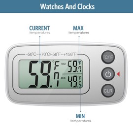 Thermometer Hygrometer Ankilo Digital Fridge Thermometer Freezer Thermometer Wireless Indoor Thermometer with LCD Display, Magnetic, Max/Min Recording Function for Home, Restaurants